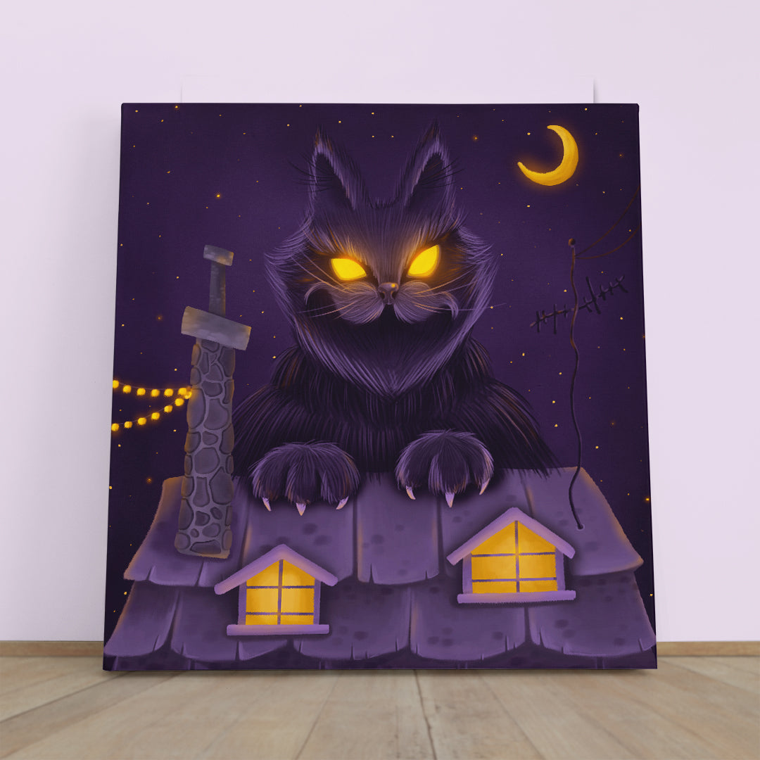 FAIRY TALE Huge Fairy Yule Cat Dreamlike Surreal Kid's Art Canvas Print | Square Panel Kids Room Canvas Art Print Artesty 1 Panel 12"x12" 