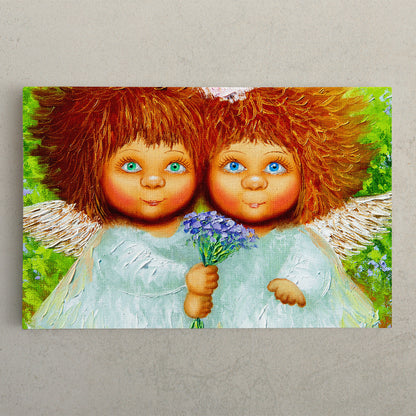 KID'S ART Two Cute Little Girls Shaggy Red Hair Kids Room Canvas Art Print Artesty   