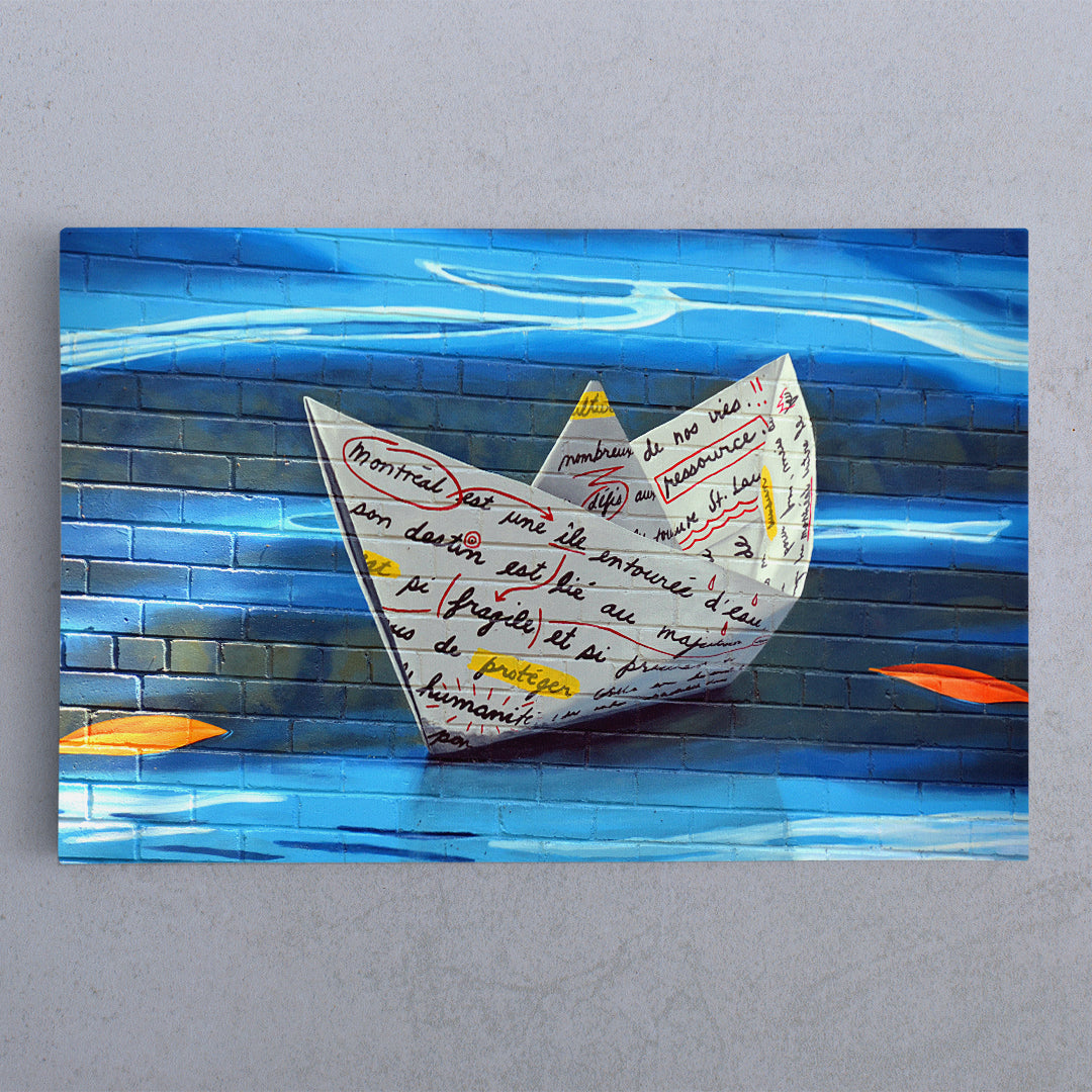 ORIGAMI BOAT Graffiti Montreal Canada Street Art Canvas Print Street Art Canvas Print Artesty   