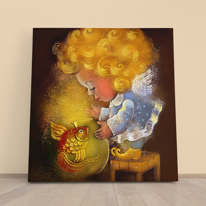 KIDS ROOM CONCEPT Beautiful Sweet Little Angel Canvas Print | Square Panel Kids Room Canvas Art Print Artesty 1 Panel 12"x12" 