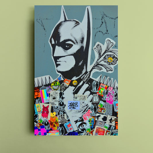 Batman Graffiti Abstract Creativity Street Art Spray Art on the Walls Monreal Canada - Vertical Street Art Canvas Print Artesty 1 Panel 16"x24"