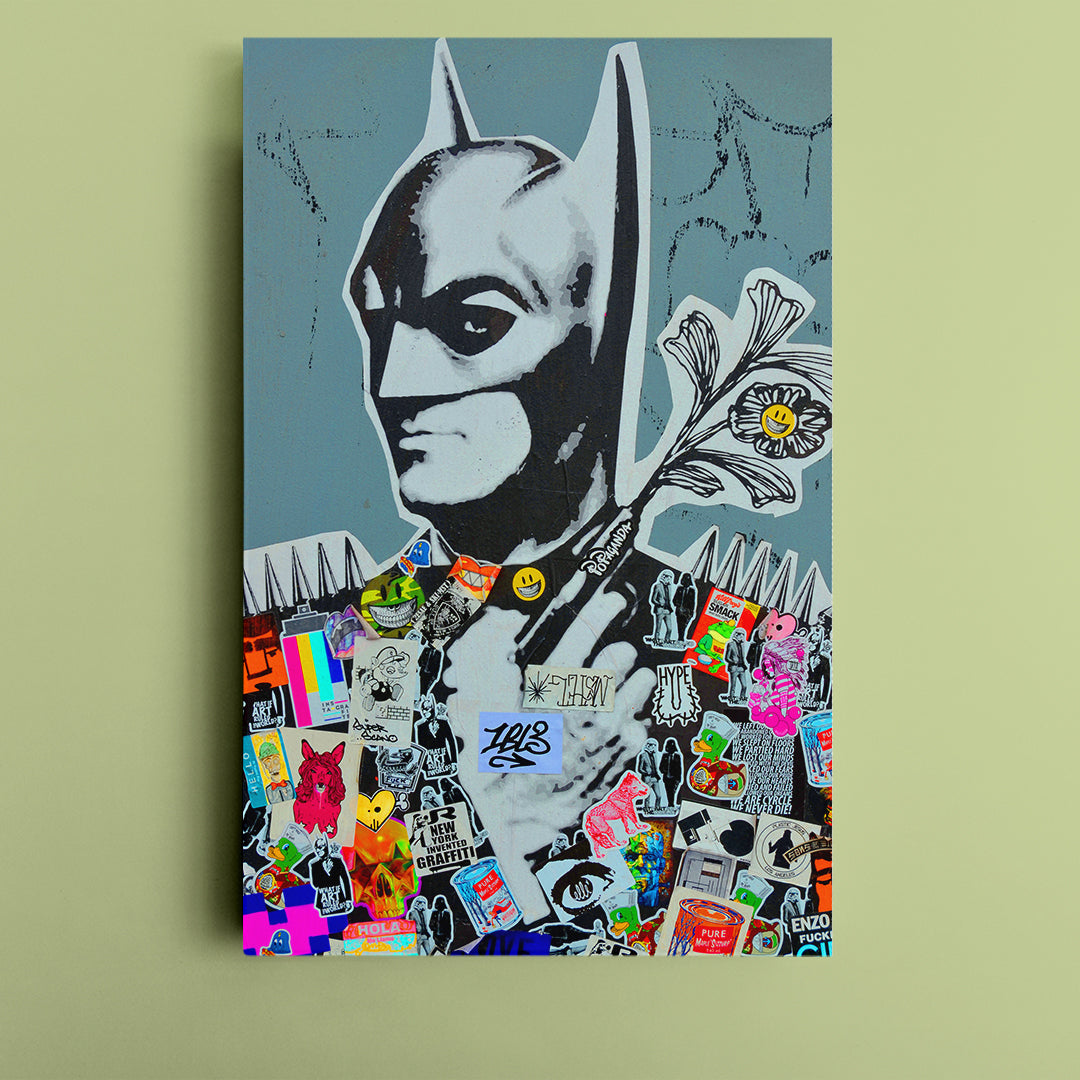 Batman Graffiti Abstract Creativity Street Art Spray Art on the Walls Monreal Canada - Vertical Street Art Canvas Print Artesty 1 Panel 16"x24" 