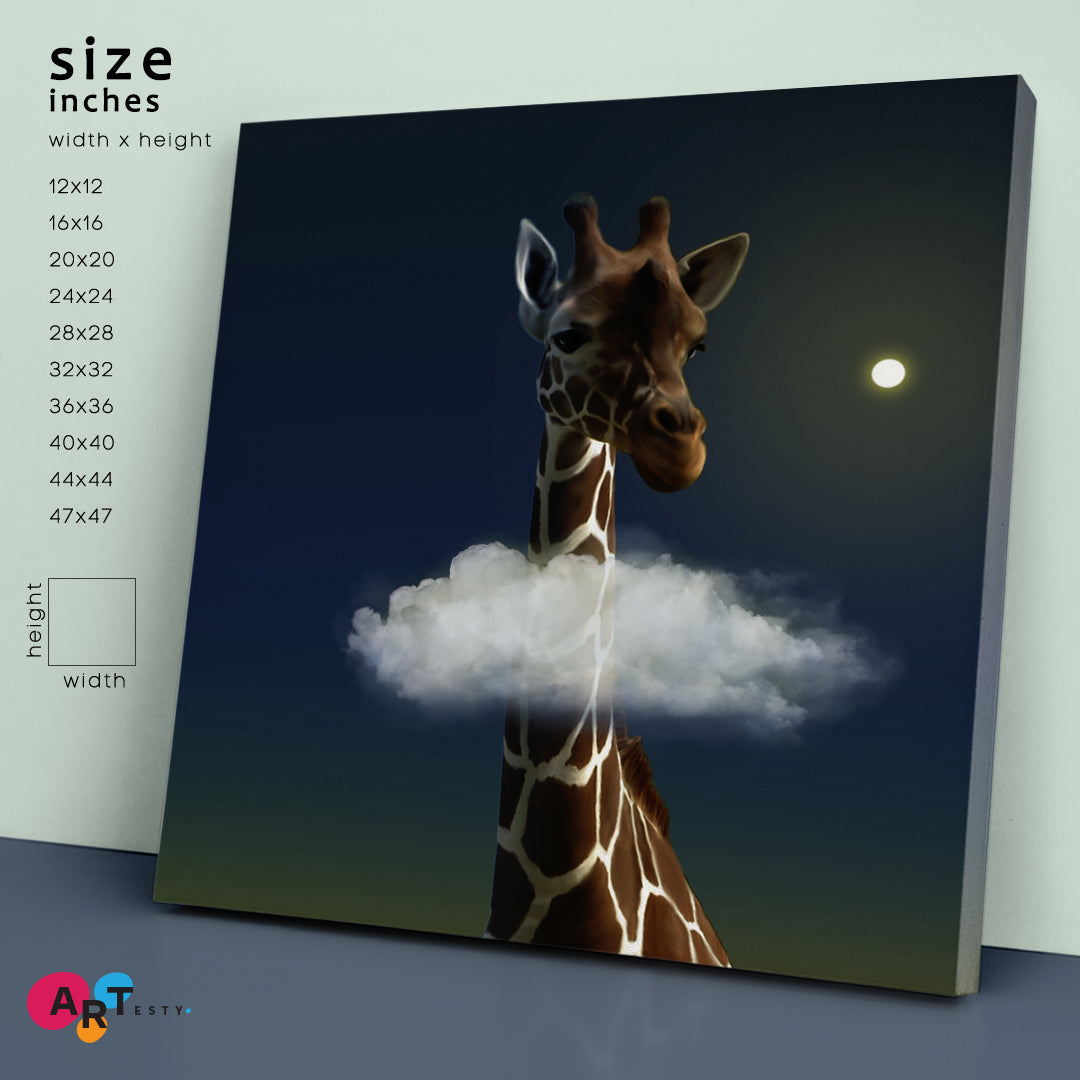 Beautiful Giraffe Fantsy Cloud Painting Animals Canvas Print Artesty   