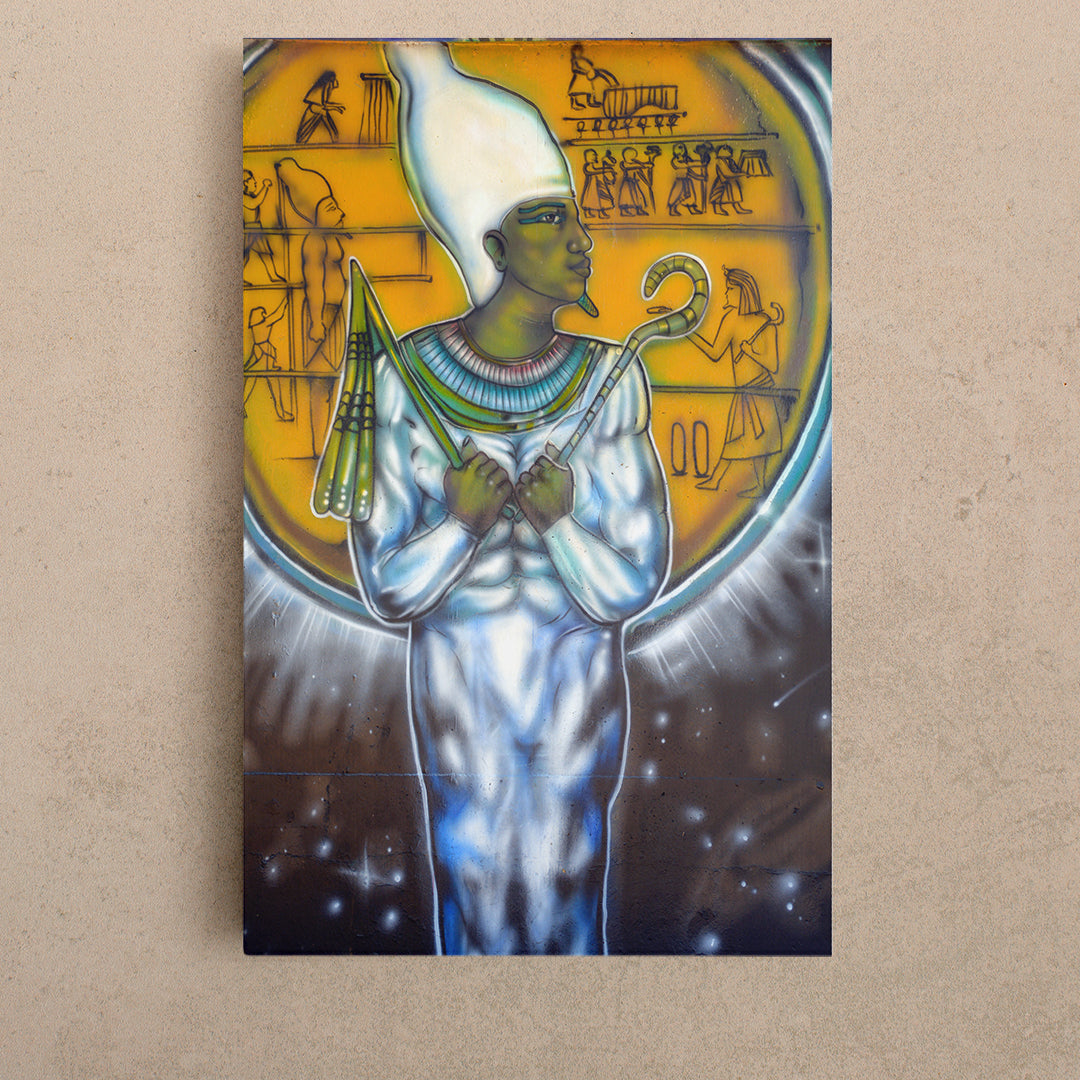 Egyptian God Atum Popular Urban Graffiti San Diego CA USA  Canvas Print - Vertical Street Art Canvas Print Artesty 1 Panel 16"x24" 