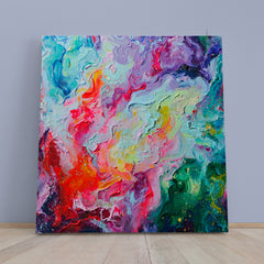 GALAXY Cosmic Fantasy Pattern Rainbow Vivid Colors Abstract Strokes Canvas Print - Square Fine Art Artesty 1 Panel 46"x46" 