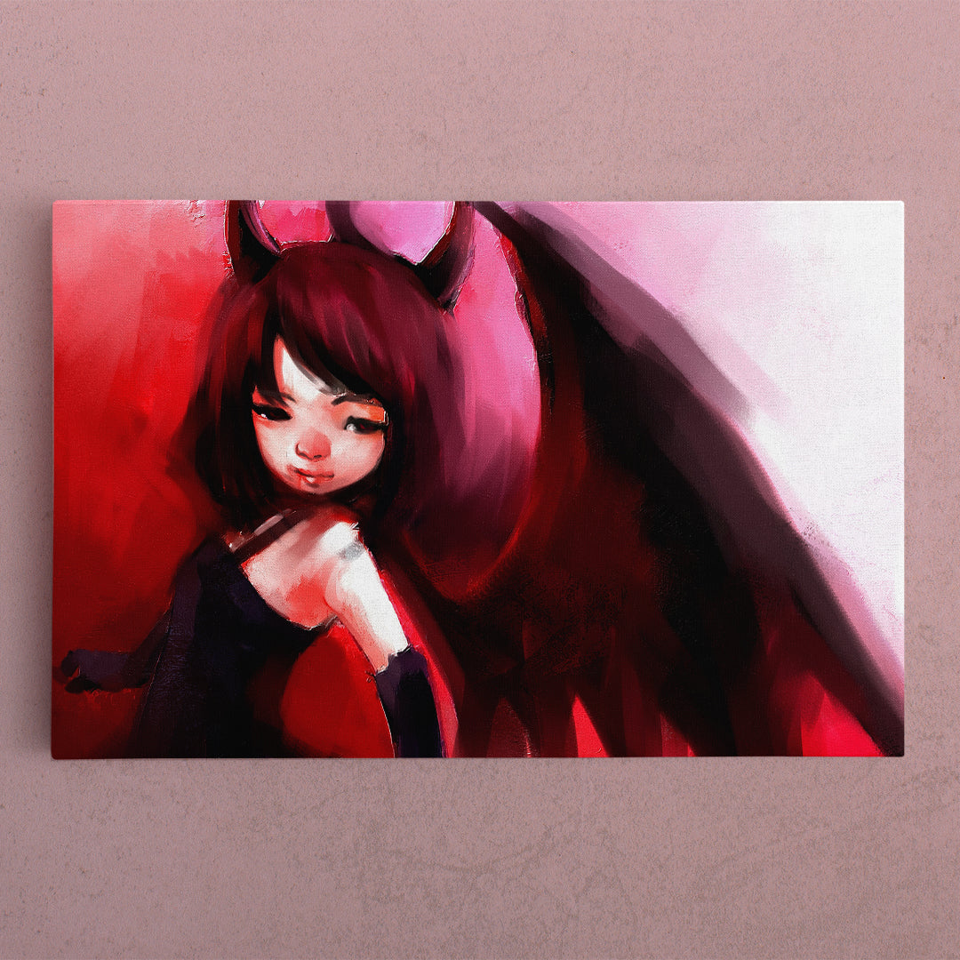 Fine Art Cute Anime Girl With Wings Canvas Print TV, Cartoons Wall Art Canvas Artesty 1 panel 24" x 16" 