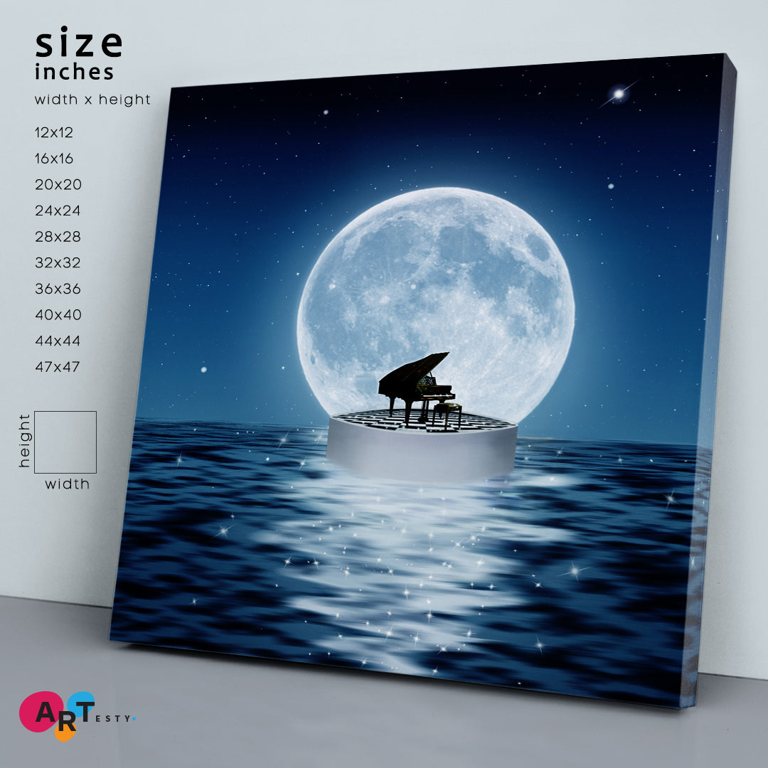 OCEAN AT NIGHT Piano Floating Surreal Fantasy Large Art Print Décor Artesty   