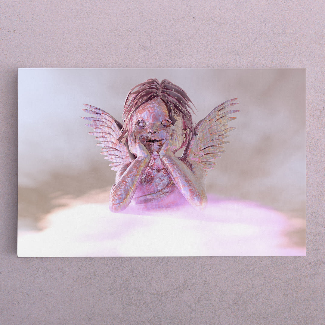 Kids Room Concept Cute Sweet Baby Angel With Fairy Wings Art Print Kids Room Canvas Art Print Artesty 1 panel 24" x 16" 