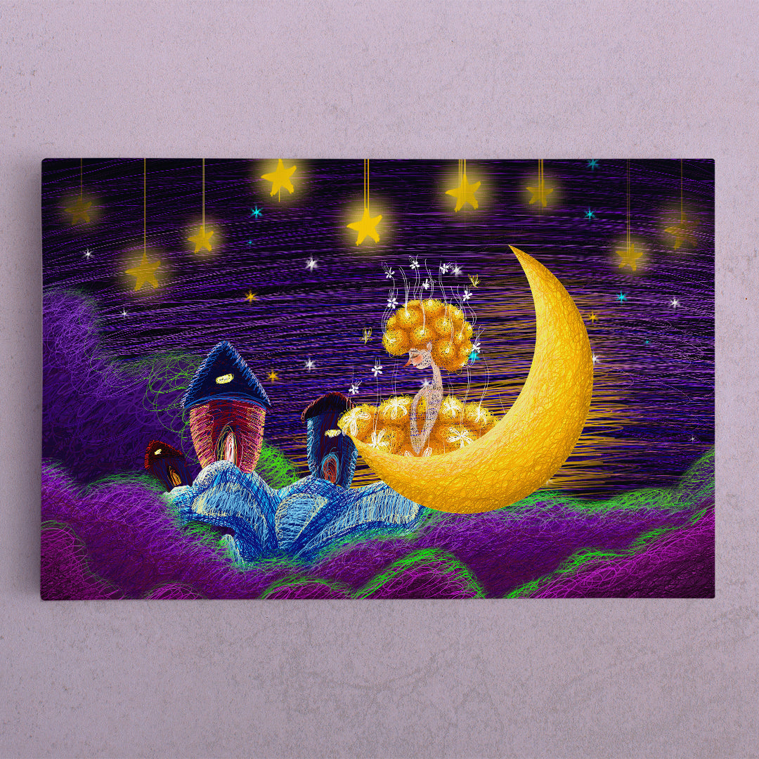 Night Fairy-tale Children's Room Wall Art Canvas Print Kids Room Canvas Art Print Artesty 1 panel 24" x 16" 