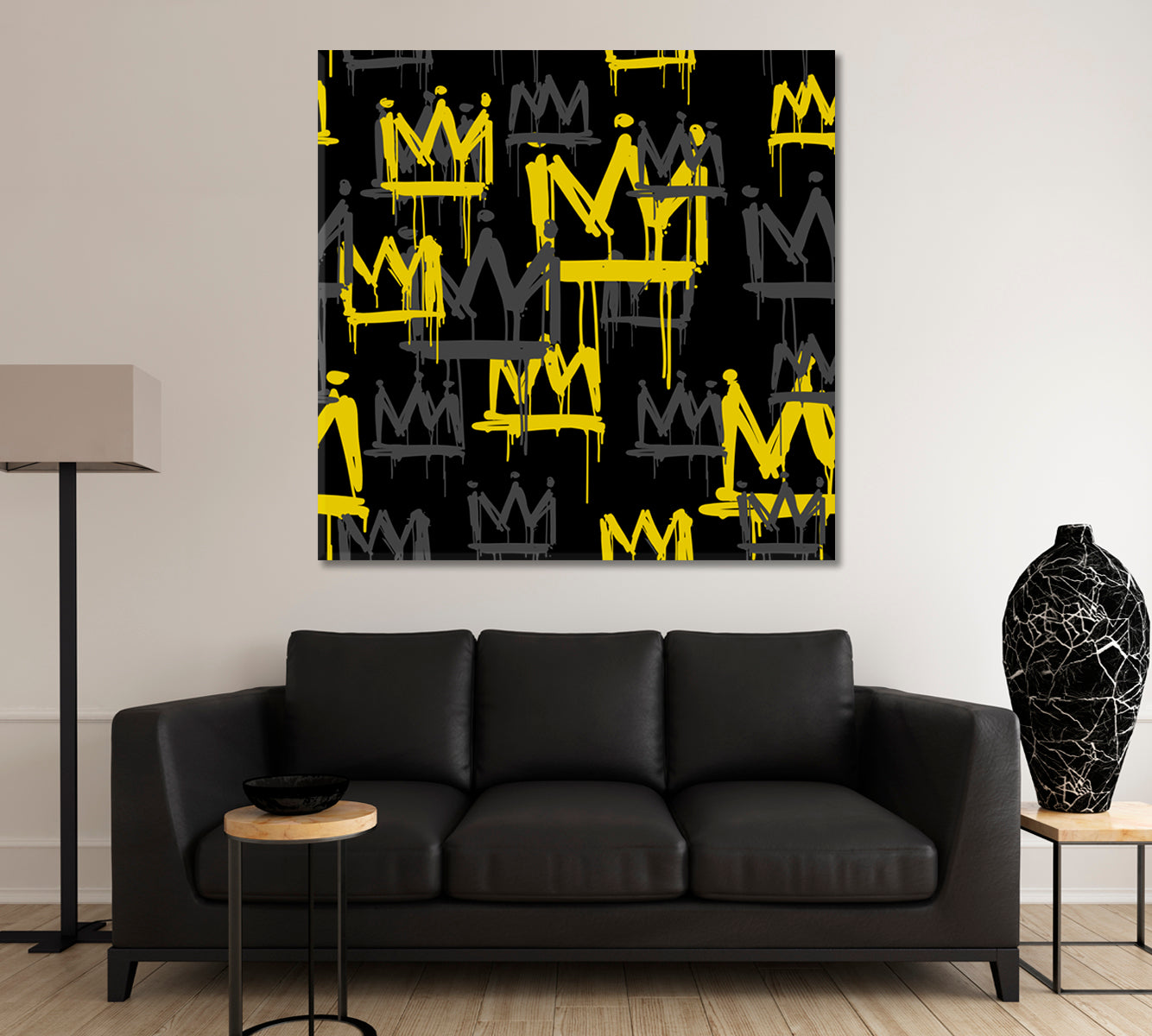 Yellow Crown Black Grunge Artwork Contemporary Art Artesty   