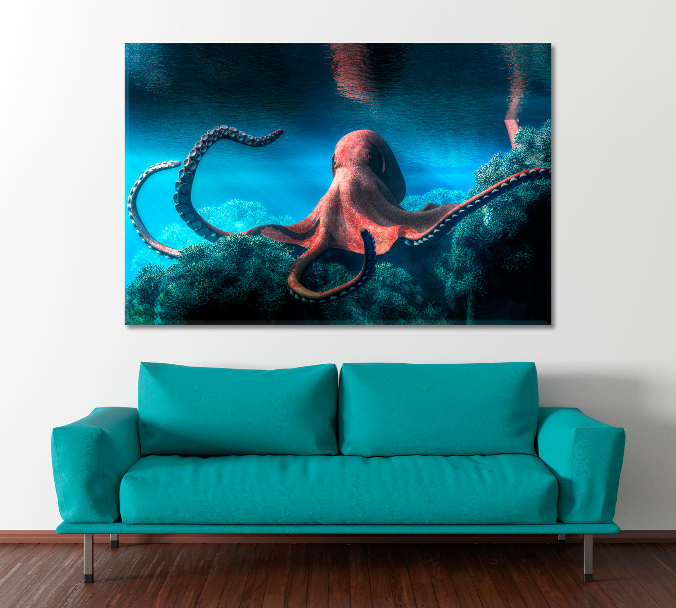 Octopus Underwater World Creative Poster Nautical, Sea Life Pattern Art Artesty   