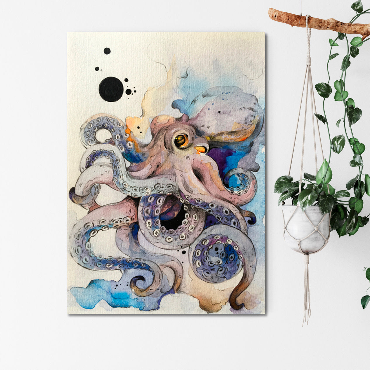 Octopus And Sea Waves Painting Nautical, Sea Life Pattern Art Artesty   