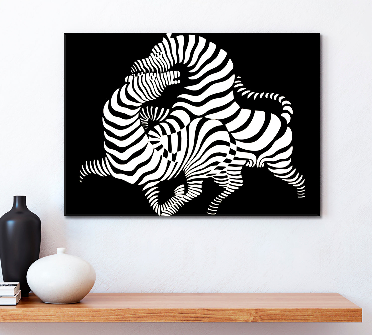 IN LOVE Twisted Zebras Vasarely Style Tricky Optical Illusion Op-art Contemporary Art Artesty   