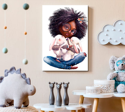 KIDS ART Cute Little Girls Sweet Kids Baby Nursery Home Room Decor Canvas Print | Vertical Kids Room Canvas Art Print Artesty   