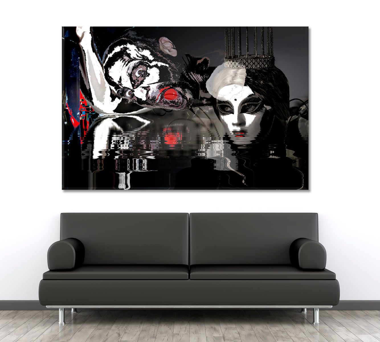 Mysterious Glamour Princess White Mask Crown Screaming Man Surreal Art Surreal Fantasy Large Art Print Décor Artesty 1 panel 24" x 16" 