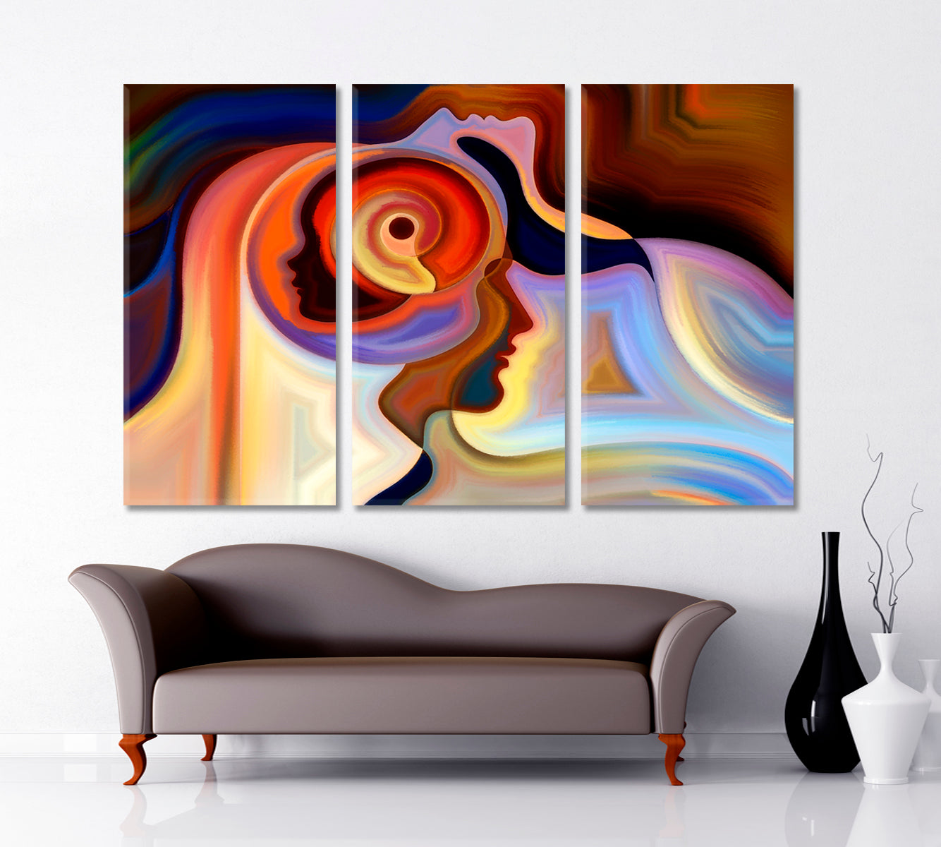 Human Mind Consciousness Art Artesty 3 panels 36" x 24" 