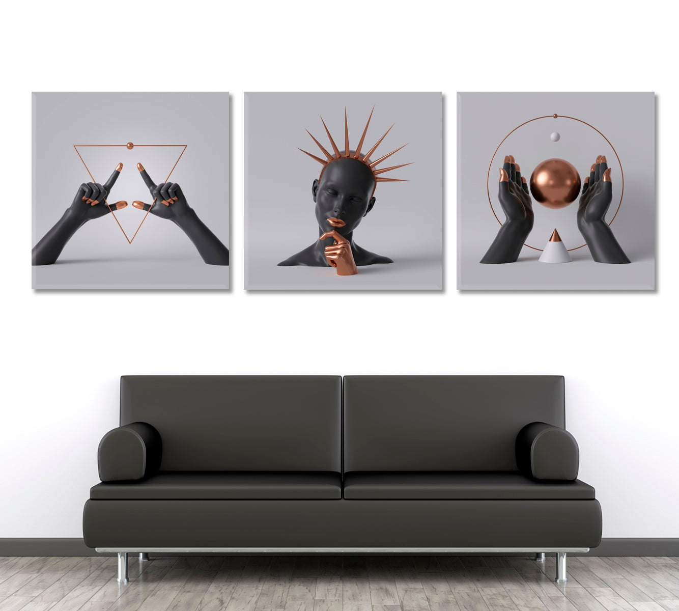 THINKING QUEEN Body Parts Contemporary Abstract Minimal Art Design Set of 3 Photo Art Artesty   