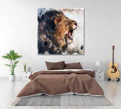 Wild Roaring Lion Fine Art Animals Canvas Print Artesty   