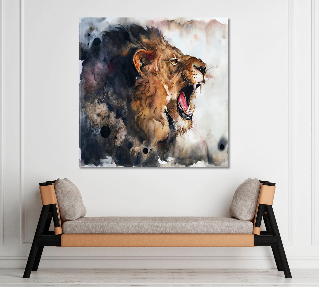 Wild Roaring Lion Fine Art Animals Canvas Print Artesty   