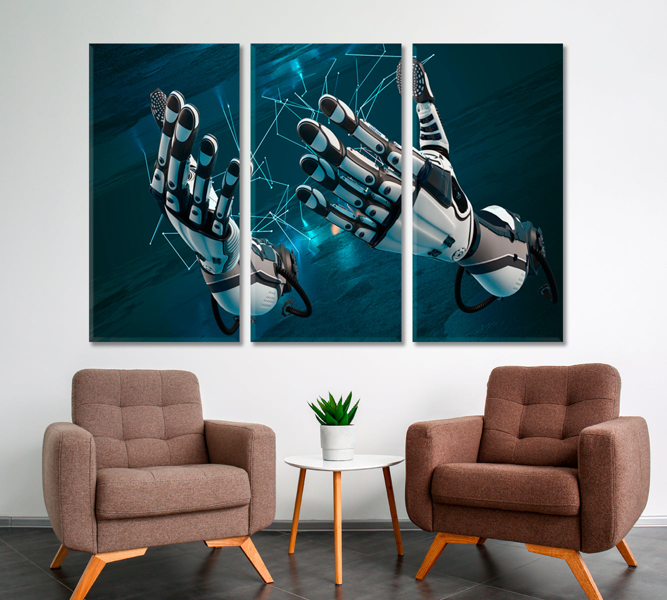 CYBER WORLD Robot Arms Futuristic Cyber Brain Technology Poster Business Concept Wall Art Artesty   