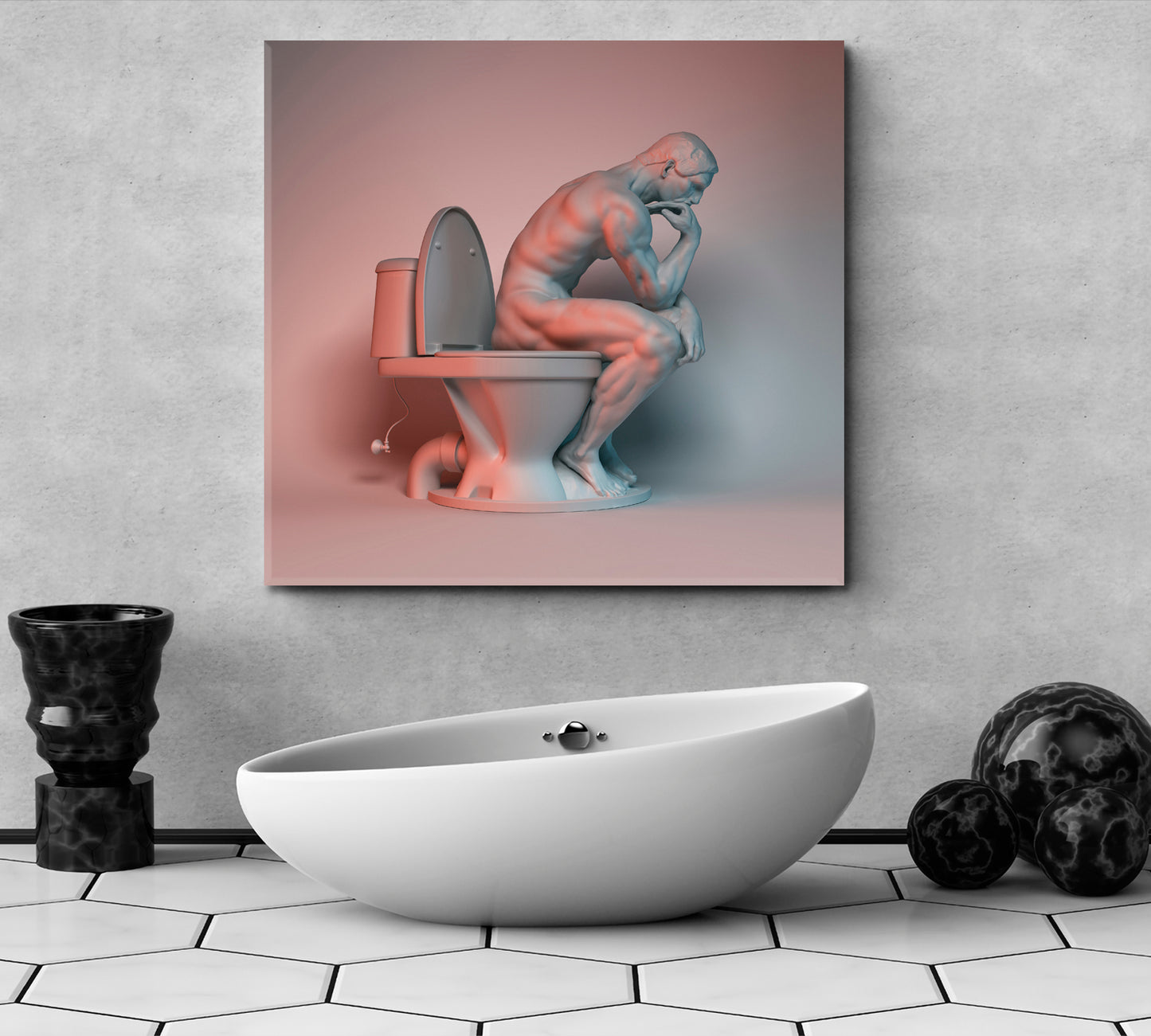 RODIN THE THINKER Sculpture Of Muscular Athlete On Toilet Abstract Art Print Artesty   