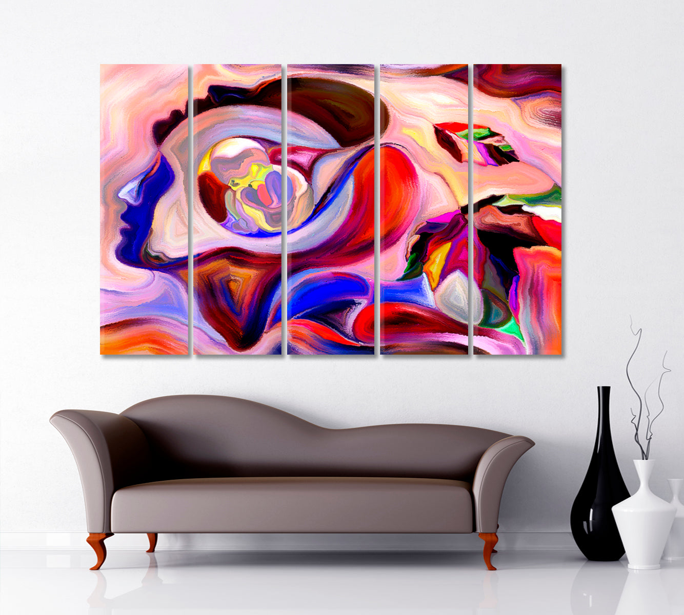 Life is Love and Love is Life Consciousness Art Artesty 5 panels 36" x 24" 