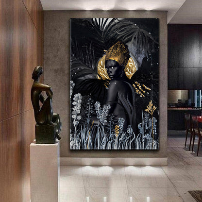 DARK TESTAMENT BLACK AND GOLD Woman Mind-Blowing Abstract Surreal Fine Art Artesty   