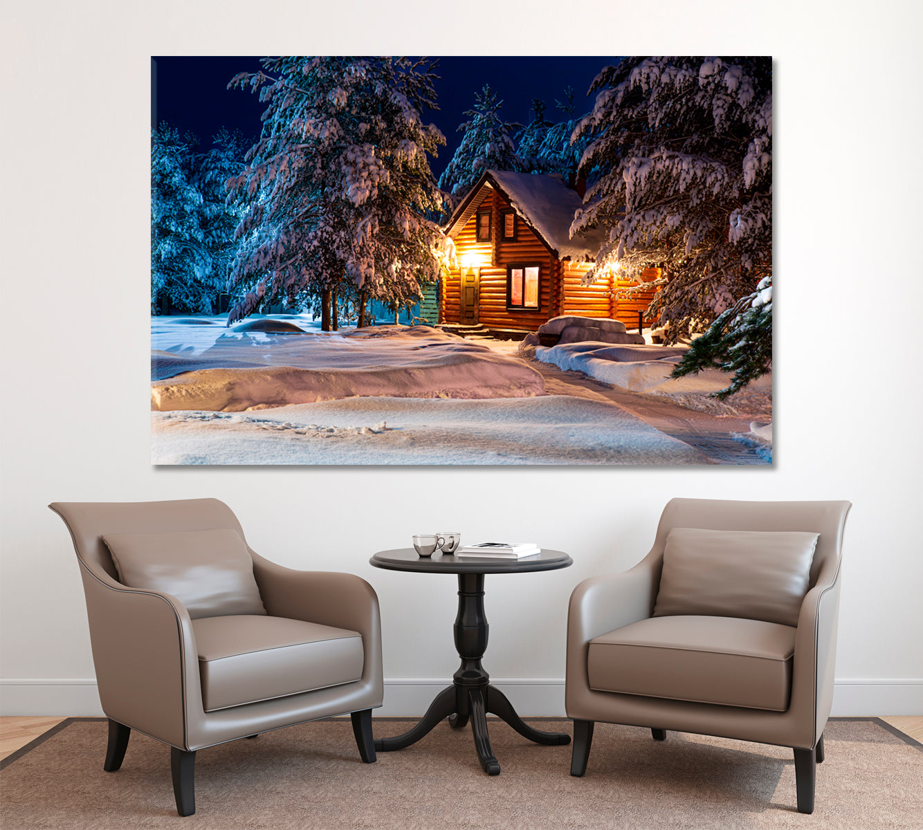 Fabulous Winter Christmas Night Rural Landscape Poster Scenery Landcape Artesty   