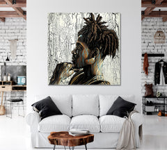 Modern Black Art African Man Grunge Stylized Portrait Canvas Print Artesty   