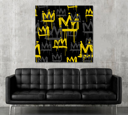 Yellow Crown Black Grunge Artwork Contemporary Art Artesty   