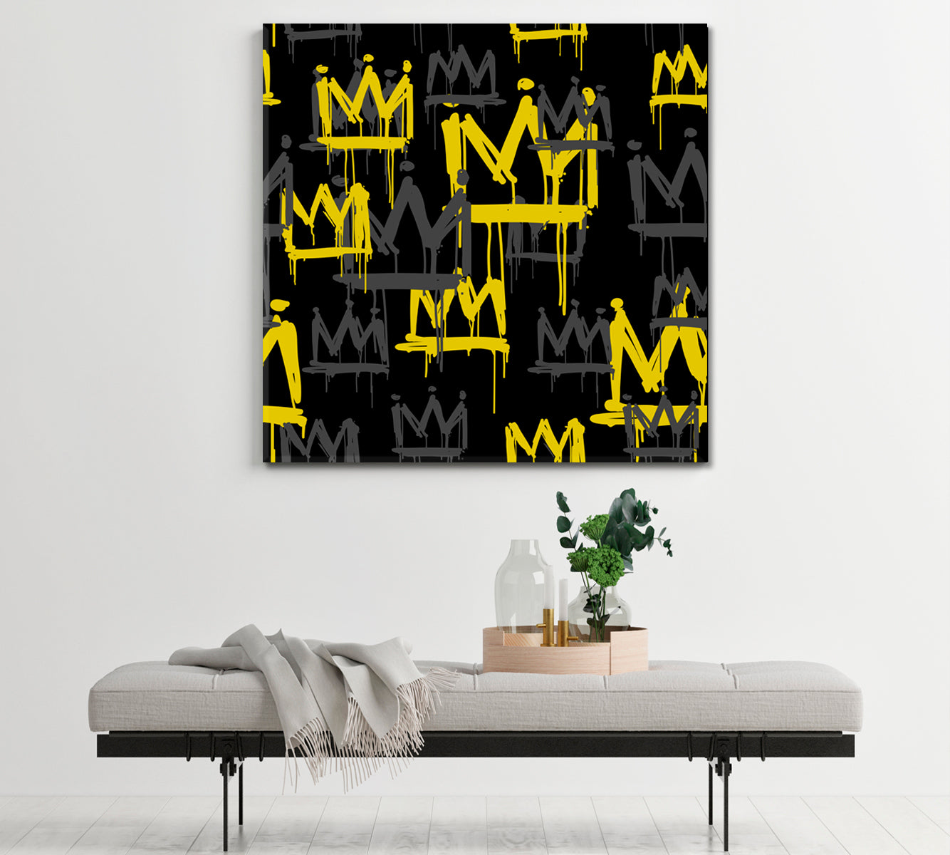 Yellow Crown Black Grunge Artwork Contemporary Art Artesty   