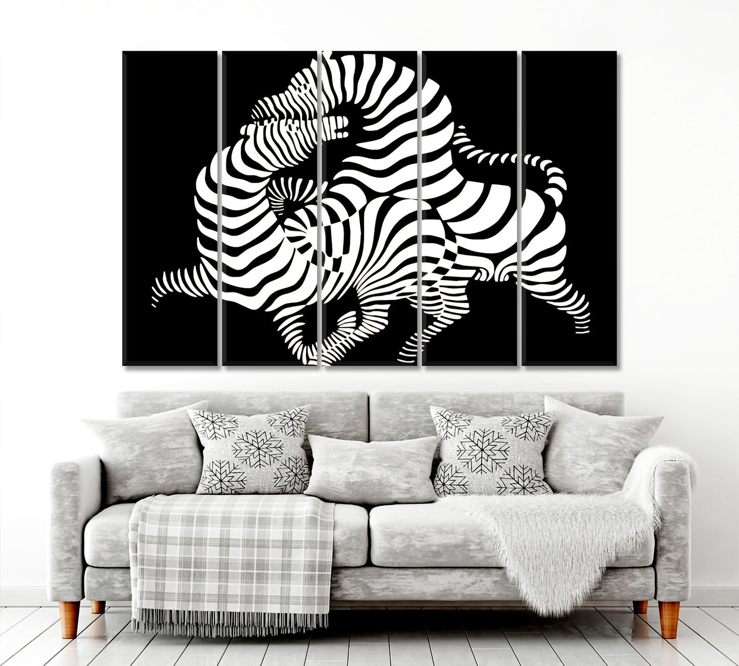 IN LOVE Twisted Zebras Vasarely Style Tricky Optical Illusion Op-art Contemporary Art Artesty   